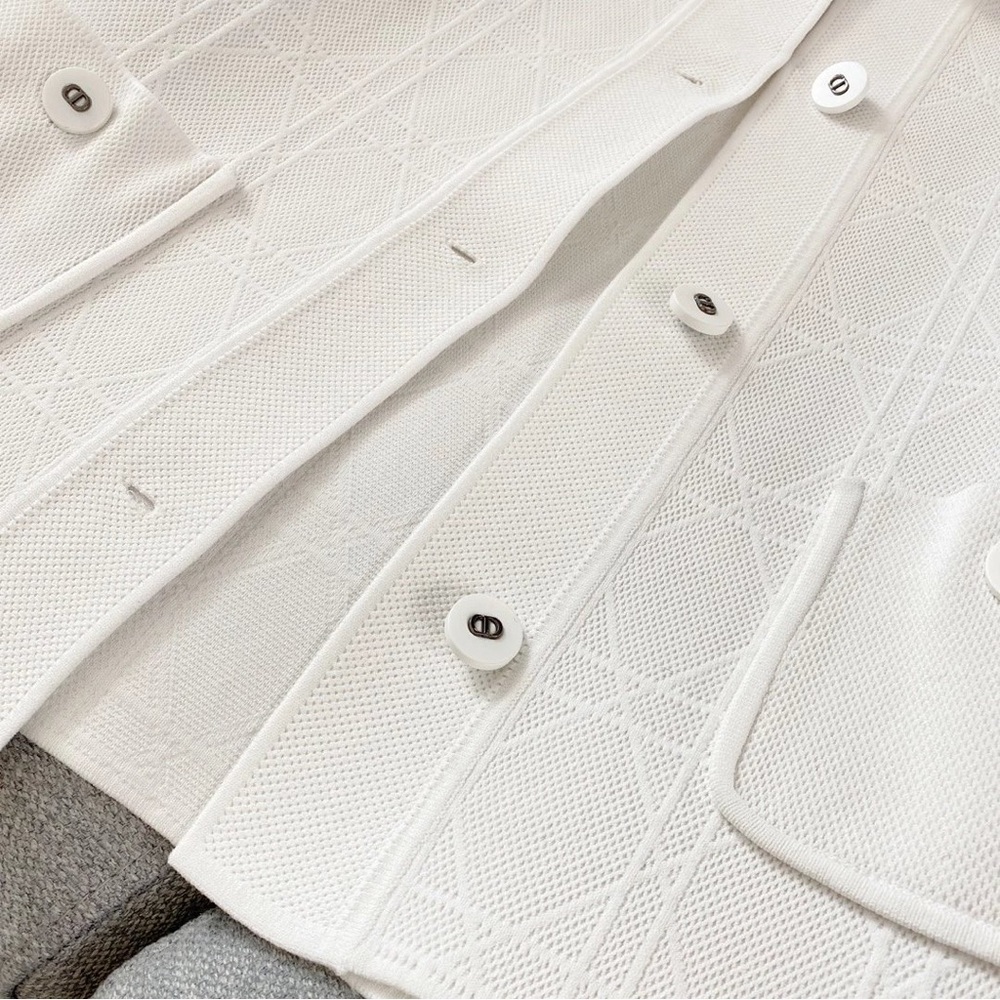 Dior Cream Button-Front Textured Jacket - Picture 3 of 9